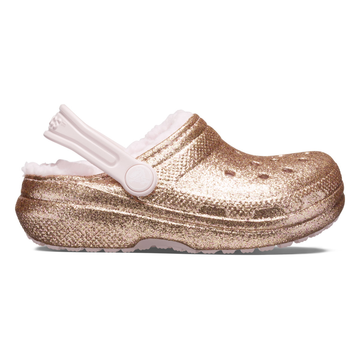 Saboti Crocs New Classic Glitter Lined Clog Kids Roz - Gold/Barely Pink - imagine 6